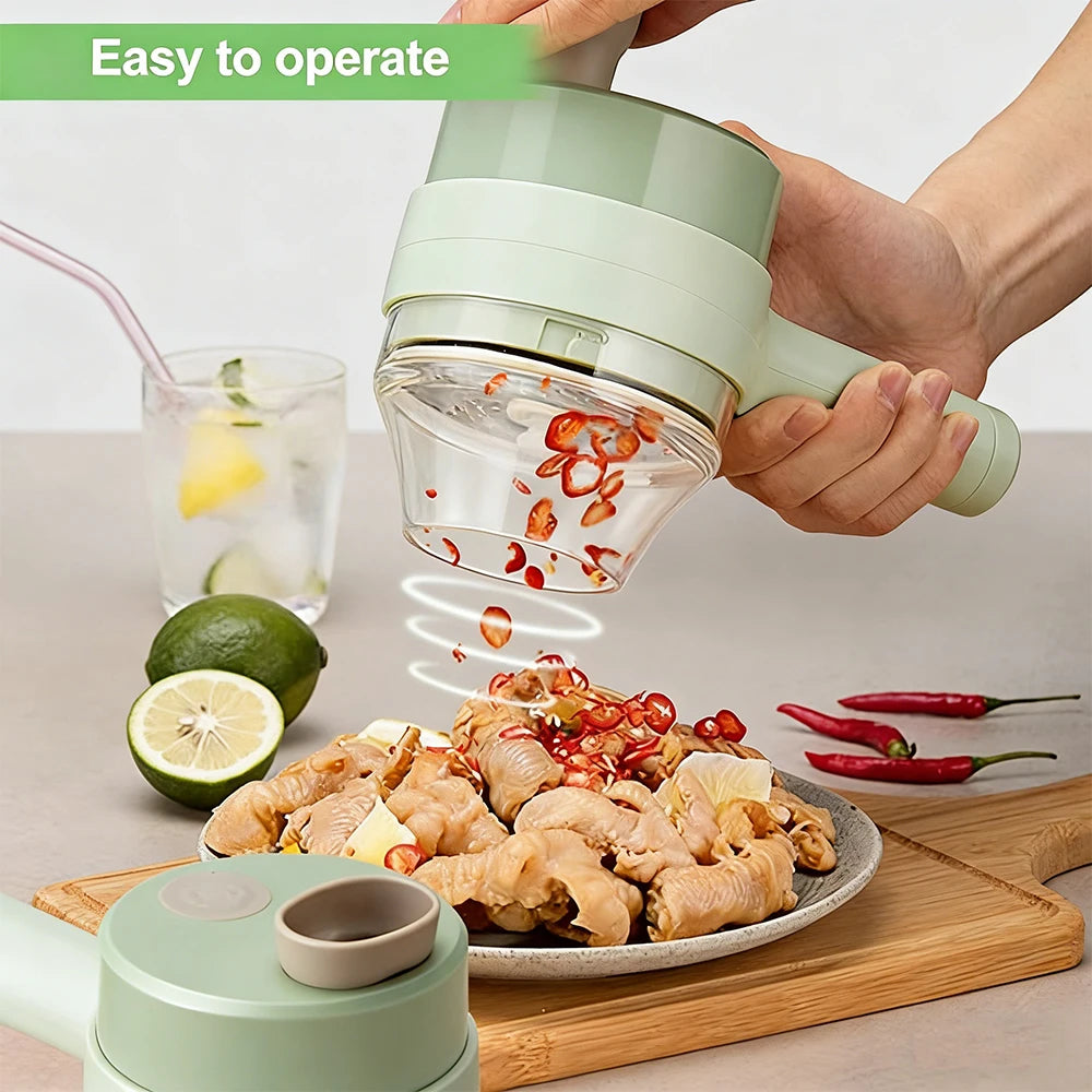 4-in-1 Handheld Electric Vegetable Cutter | Garlic Chopper