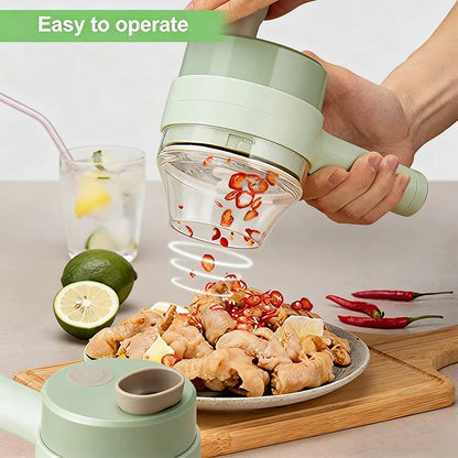 4-in-1 Handheld Electric Vegetable Cutter | Garlic Chopper